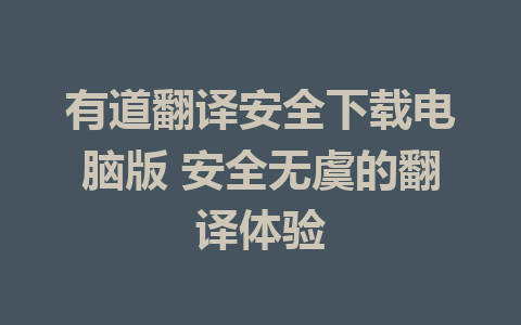 有道翻译安全下载电脑版 安全无虞的翻译体验