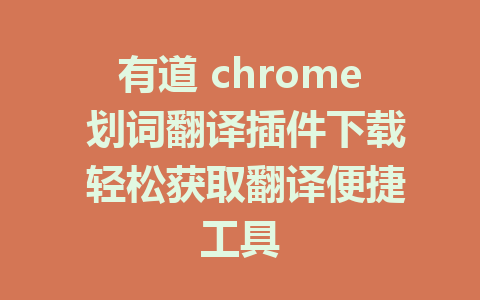 有道 chrome 划词翻译插件下载 轻松获取翻译便捷工具